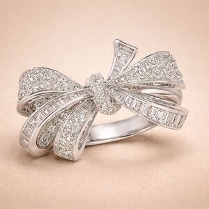 Pavé Bowknot Statement Ring, Ribbon Cocktail Ring